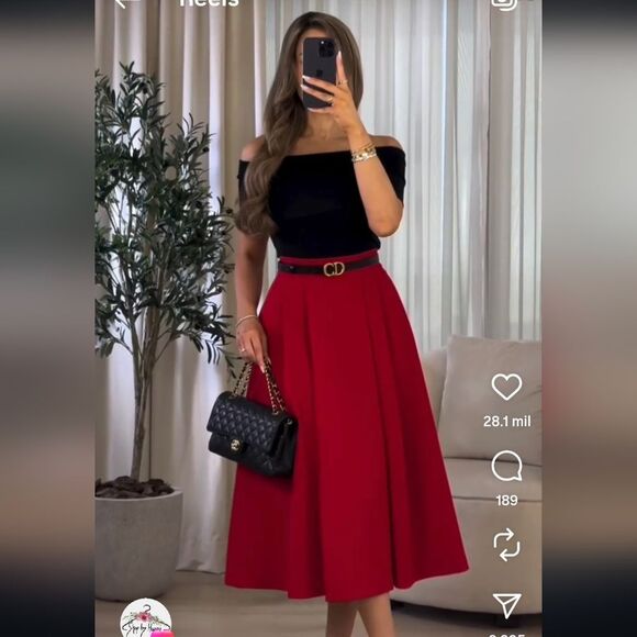 Nwt ZARA TAILORED VOLUMINOUS SKIRT RED - Picture 5 of 15